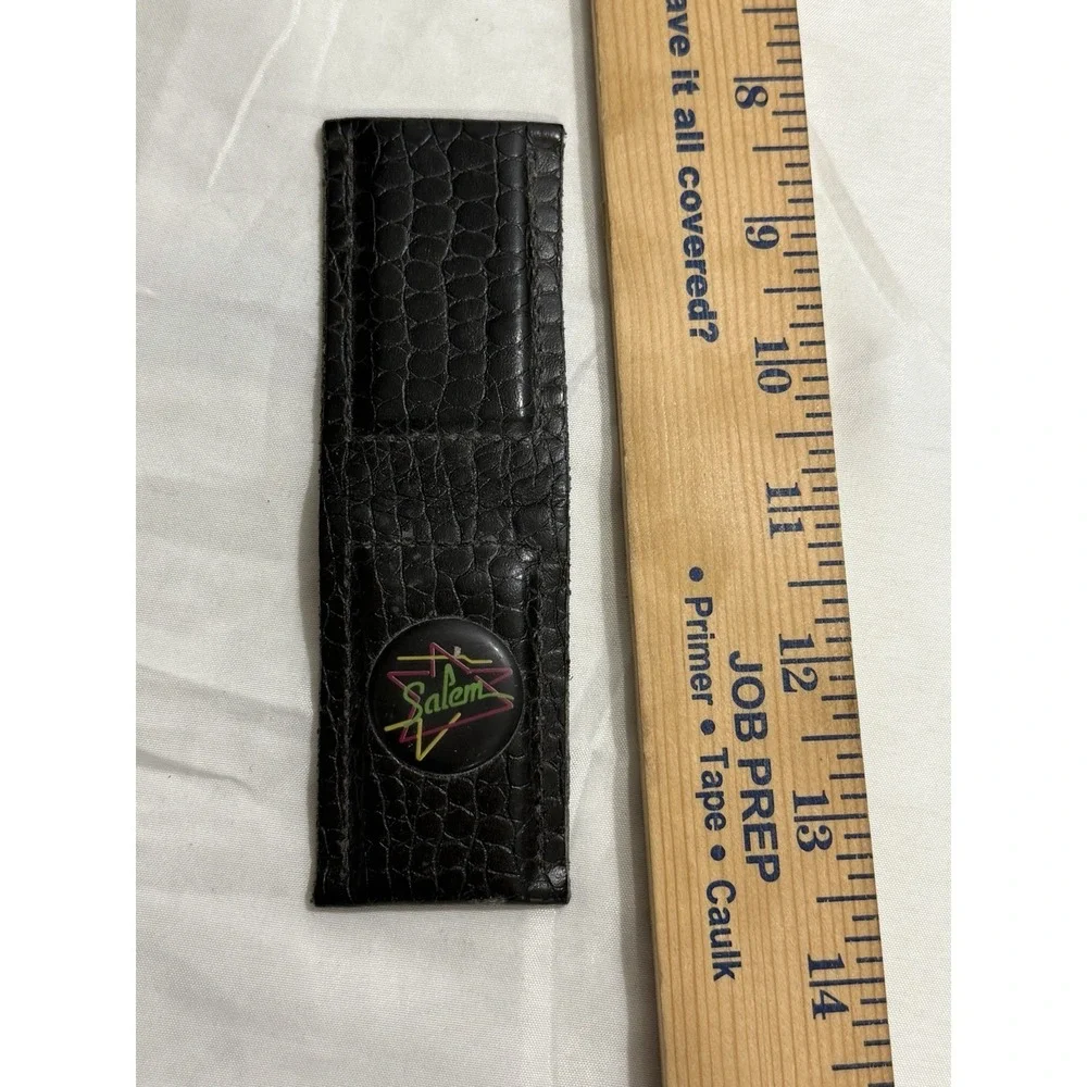 Vintage Salem‎ Cigarettes Black Leather Magnetic Money Clip